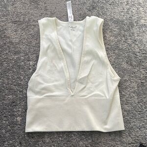 Urban Outfitters Cream Backless Crop Tank Top